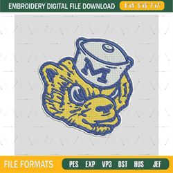 Michigan Wolverines Mascot Embroidery Designs, NCAA Embroidery Design File Instant Download,