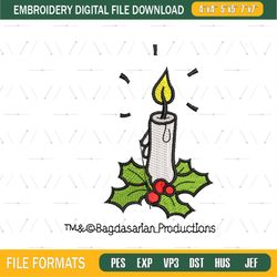 Christmas Candle Embroidery ,png