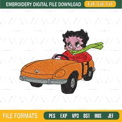 Betty Boop Driving Car Embroidery Files Png