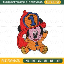 Firefighter Baby Mickey Embroidery