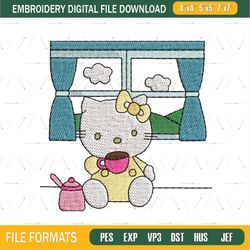 Hello Kitty Tea Time Embroidery png