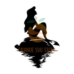Princess Ariel Sitting On The Stone Ledge Silhouette SVG