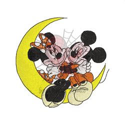 Mickey Minnie Love Moon Embroidery Design