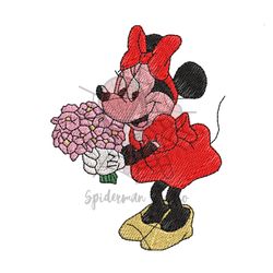 Minnie Flower Embroidery Disney Design png