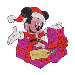 Santa Mouse Christmas Gift Embroidery Png