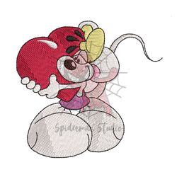 Big Heart Mouse Diddlina Embroidery