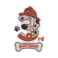 3rd Marshall Birthday Paw Patrol Birthday Embroidery Designs, Birthday Machine Png