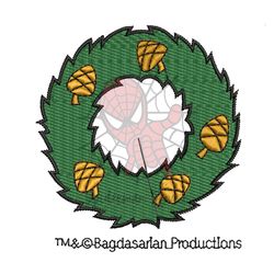 chipmunks christmas acorns wreath embroidery png
