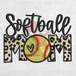 Softball Mom Leopard Print Mother Day Embroidery
