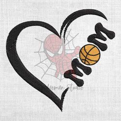 Mom Basketball Heart Machine Embroidery Design