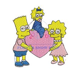 The Simpsons Family Valentine Day Embroidery Png