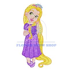 Young Princess Rapunzel Embroidery Png