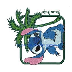 Stitch and Palm Tree Embroidery Png