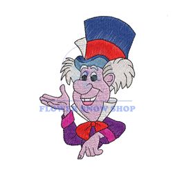 Alice In Wonderland Mad Hatter Embroidery Png