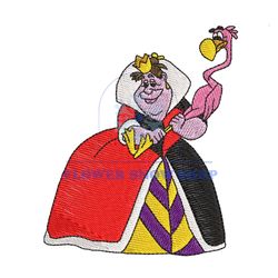 Queen Of Hearts and Flamingo Embroidery Png