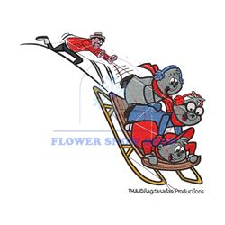 The Chipmunks Christmas Sleigh Embroidery Png