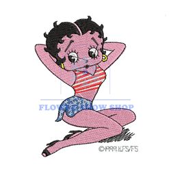 Girl Betty Boop Coquette Embroidery Design Png