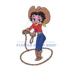 Betty Boop Wears Cowboy Clothes Embroidery File Png