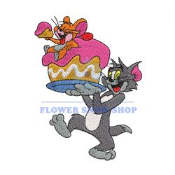 Tom and Jerry Birthday Cake Embroidery
