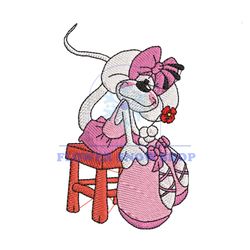 Pink Mouse Diddlina Embroidery