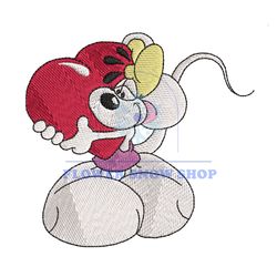 Big Heart Mouse Diddlina Embroidery
