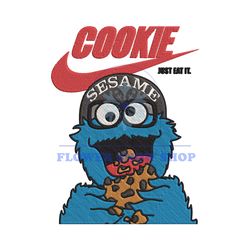 Cookie Monster X Nike Embroidery Design Png