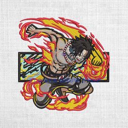 Ace flame embroidery design One piece