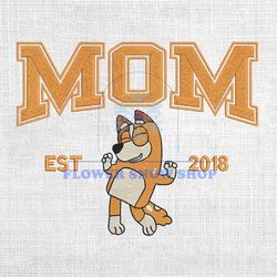 Mom Bluey Chilli Heeler Est 2018 Embroidery Png