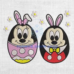 Funny Mickey And Minnie Happy Easter Eggs Embroidery