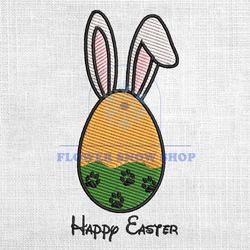 Happy Easter Bunny Eggs Paws Embroidery