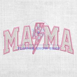 Retro Mama Thunderbolt Checkered Mother Day Embroidery
