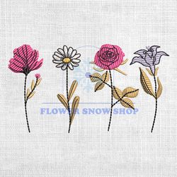 Multiple Small Daisy Floral Mother Day Embroidery