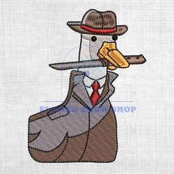 Ducktective Funny Silly Goose Embroidery Design