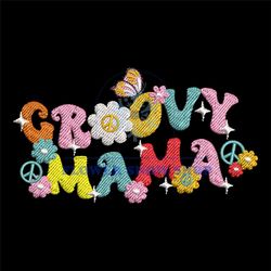 Groovy Mama Flower Butterfly Embroidery Design