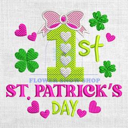 first st patrick day for baby girl embroidery design
