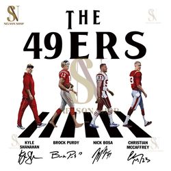 49ers Walking Abbey Road Signatures PNG, Kyle Shanahan, Broc, NFL svg, Super Bowl svg, NFL team svg, Foodball Svg, Sport