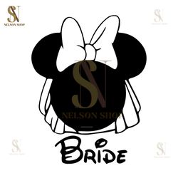 Bride Minnie Mouse White Bow Disney Wedding SVG