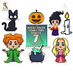 7 Files Hocus Pocus Characters Bundle Svg, Halloween Svg, Hocus Pocus Svg, Hocus Pocus Png, Halloween Png, Witch Png, Sa