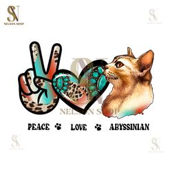 Peace Love Abyssinian Cat Turquoise Png