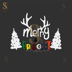 Merry And Bright Svg, Christmas Svg, Merry And Bright Png, Merry Christmas Svg, Christmas Tree Svg, Winter Png