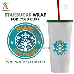 Miami Dolphins Starbucks Wrap Svg, Sport Svg, Miami Dolphins Svg, Dolphins Svg, Nfl Starbucks Svg, Dolphins Starbucks Wr