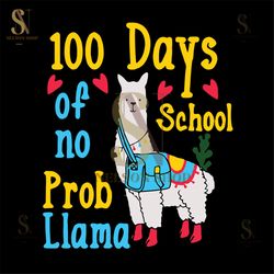 100 days of school no pro llama, prollama svg, pro llama shirt, Happy 100th day of school,hello school, back to school,1