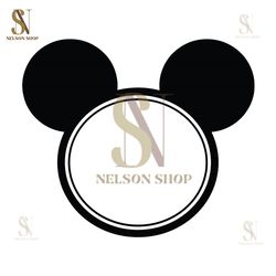 Black White Mickey Mouse Head SVG