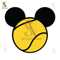 Mickey Mouse Yellow Softball Pattern SVG