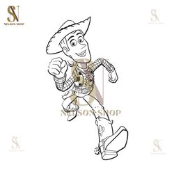 Disney Cartoon Toy Story Character Sheriff Woody Run Toy Silhouette SVG