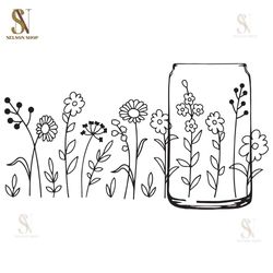 Meadow Flowers Libbey Can Glass Wrap Template Svg
