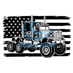 Semi Truck with American Flag Svg, Semi Truck Svg, Truck Svg