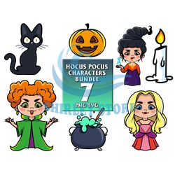 7 Files Hocus Pocus Characters Bundle Svg, Halloween Svg, Hocus Pocus Svg, Hocus Pocus Png, Halloween Png, Witch Png, Sa