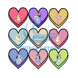 Bluey Bingo Friends Valentine Hearts PNG