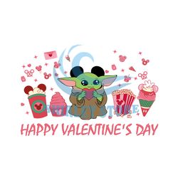 Baby Yoda Happy Valentine Day Coffee PNG